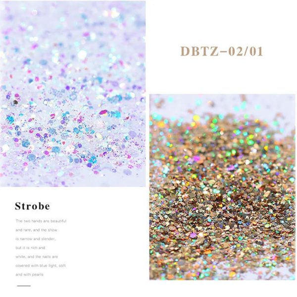 12pcs set Nail Glitter Powder Dust Iridescent Flakes Sequins Gold Silver Super Shining Paillette Nail Art Manicure Decorations Supply