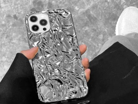 Qianliyao Luxury Silver Tin Paper Phone Case for iphone 15 14 13 11 12 Pro Max X XS Max XR Water Ripple Shockproof Soft Cover Discount