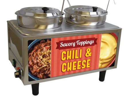 Winco 51072A Benchmark Chili & Cheese Warmer with 2 Ladles and Lids, 120V For Sale