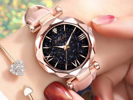 Women Watch Rhinestone Romantic Starry Sky WristWatch Fashion Ladies Leather Watch Clock for Women Relogio Feminino Montre Femme Cheap