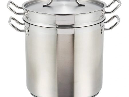 Winco SSDB-12 Stainless Steel Double Boiler with Cover, 12 Qt For Cheap