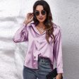 Women Satin Shirt 2023 Summer Silk Office Work Button Lapel Long Sleeve White Shirt Formal Dress Retro Casual Loose Solid Color Cheap