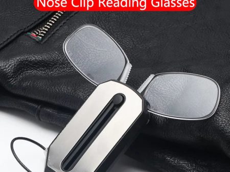 2023 Folding Legless Nose Clip Reading Glasses Men Women Mini Portable Smart Magnifier Glasses Ultra-light Diopter+1.0 To +3.0 Hot on Sale