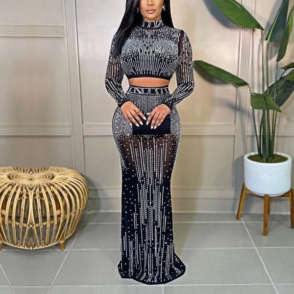 Women s Prom Dresses Evening Dresses Elegant Sexy Hot Diamond Skirt Set Women s Autumn 2022 For Sale