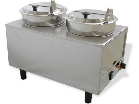 Winco 51072P Benchmark Dual Well Food Warmer with 2 Ladles and Lids, 120V For Cheap