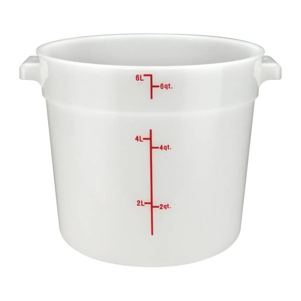 Winco PPRC-6W 6qt Round Storage Container, White, PP on Sale